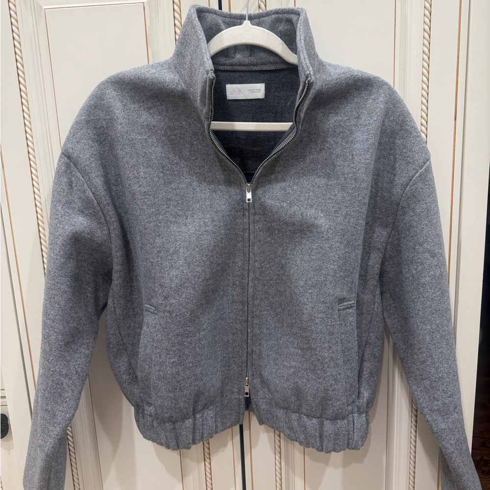 Zara Gray Bomber Jacket for Women